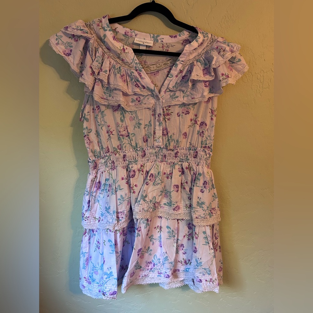 LoveShackFancy Lavender and Blue Floral Dress